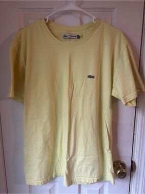 Lacoste Yellow Crewneck T-Shirt with Green Croc Logo